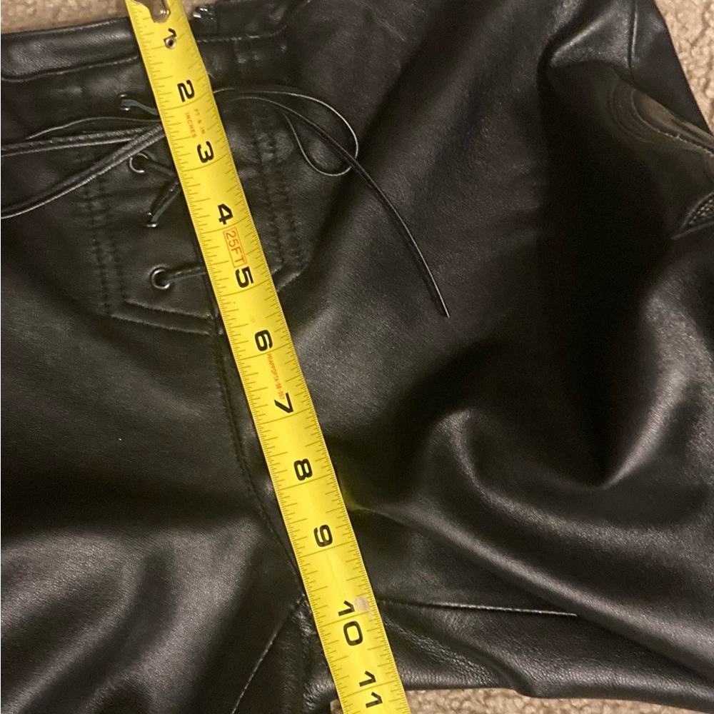 bebe Black Leather Low-Rise Lace-Up Bootcut Pants | Y2K | Size 8 - Picture 12 of 14